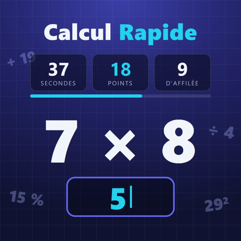 Calcul Rapide en ligne : une multiplication à résoudre, un chrono et un pavé numérique
