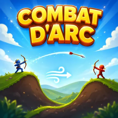 Combat d'Arc en ligne : archers face à face sur un terrain vallonné, flèche en vol