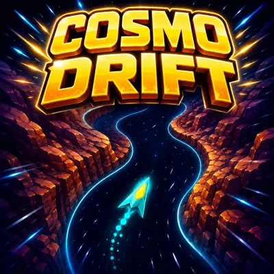 Cosmo Drift : vaisseau qui slalome dans un canyon spatial de pierre qui défile