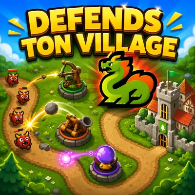 Défends ton Village : château médiéval défendu par des tours contre des hordes d'ennemis