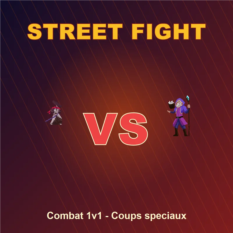 Street Fight en ligne : deux combattants pixel-art face à face avec un VS au centre