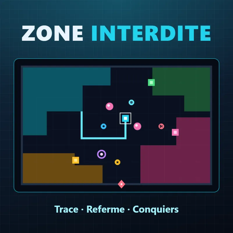 Zone Interdite en ligne : un terrain dont les zones conquises se remplissent de couleur, parcouru par des créatures
